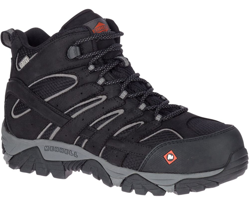 Merrell Boots Black - Moab Vertex Mid Waterproof Comp Toe Wide Width - Mens 64IHDSFJG